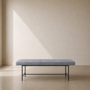 Barcelona Ottoman – large custom upholstered ottoman with steel base, ideal as a bed end, coffee table alternative, or extra seating, made to fit in your choice of fabric in South Africa