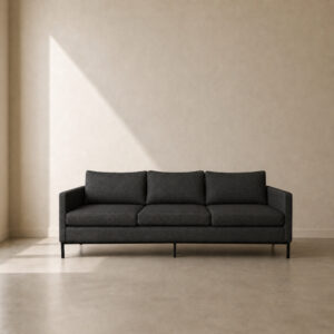 Bastille Sofa – custom upholstered 3 seater or 4 seater sofa with slim arms and steel base, made to fit in your choice of fabric in South Africa