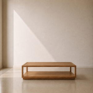 Bradford Coffee Table Wood – custom solid oak coffee table with oak veneer parqueted top, warm and natural, made to fit in your choice of finish in South Africa