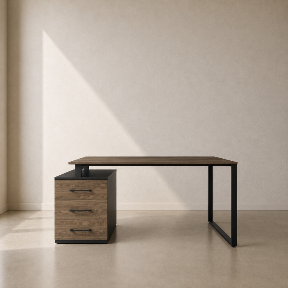 Bronx Desk – custom industrial-style office desk with steel base and laminate finish, urban and confidently creative design, made to fit in your preferred dimensions in South Africa