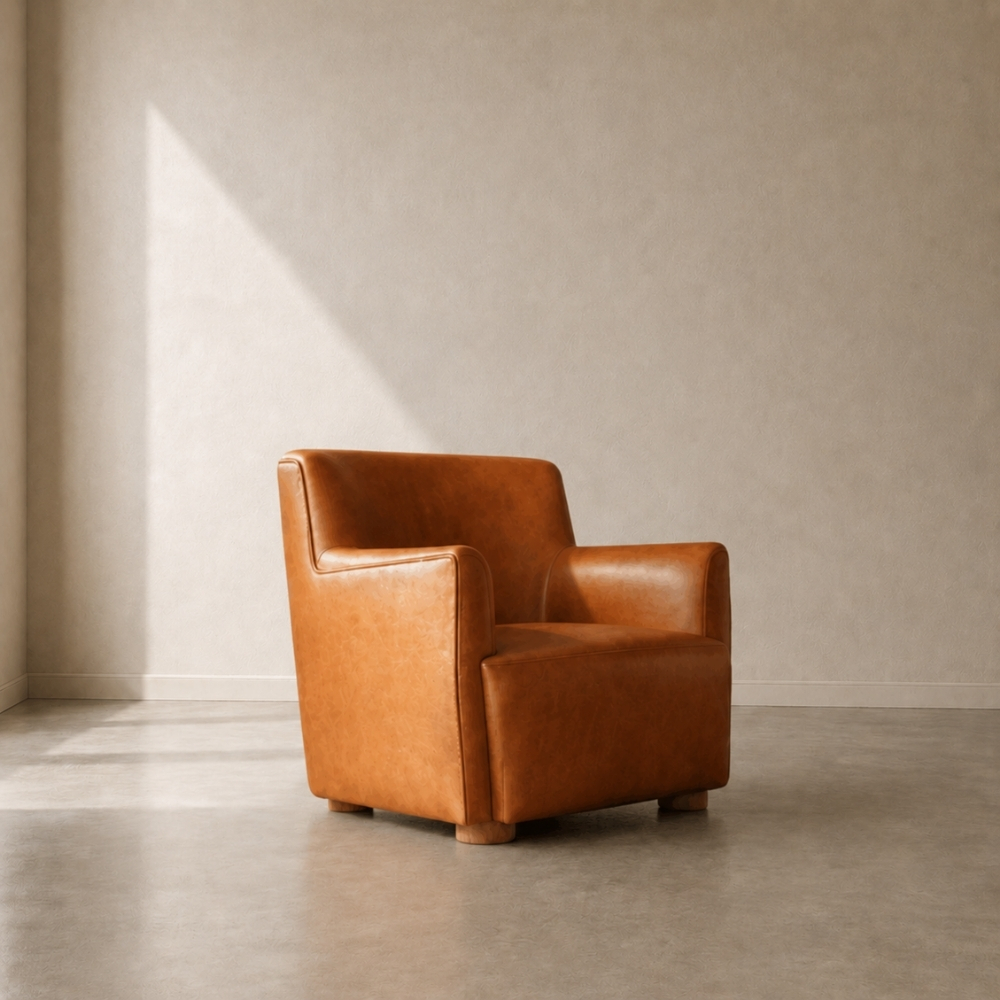 Chelsea Occasional Chair – custom upholstered designer accent chair with refined silhouette, perfect as a reading chair, available in leather or fabric, made to fit in South Africa