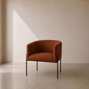 Dakota Occasional Chair – custom upholstered armchair with rugged character, versatile enough for any room or unusual space, made to fit in your choice of fabric in South Africa