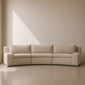 Julia Curved Sofa – custom upholstered statement curved sofa with soft flowing silhouette, made to fit in your choice of fabric in South Africa