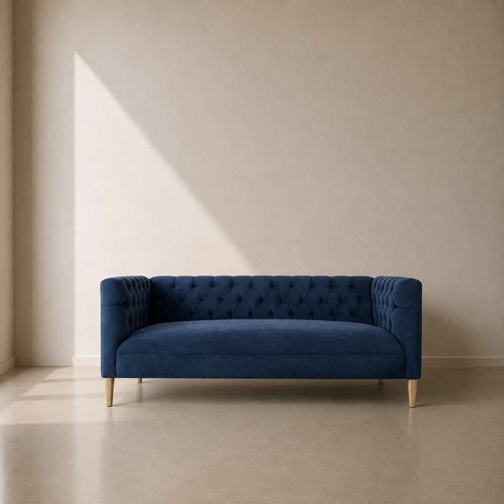 Lincoln Sofa – custom upholstered deep buttoned sofa available in 2 seater, 3 seater, and 4 seater, made to fit in your choice of fabric in South Africa