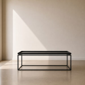 Manhattan Coffee Table – custom-made coffee table with industrial style and steel base, bold and characterful, made to fit in your choice of finish in South Africa