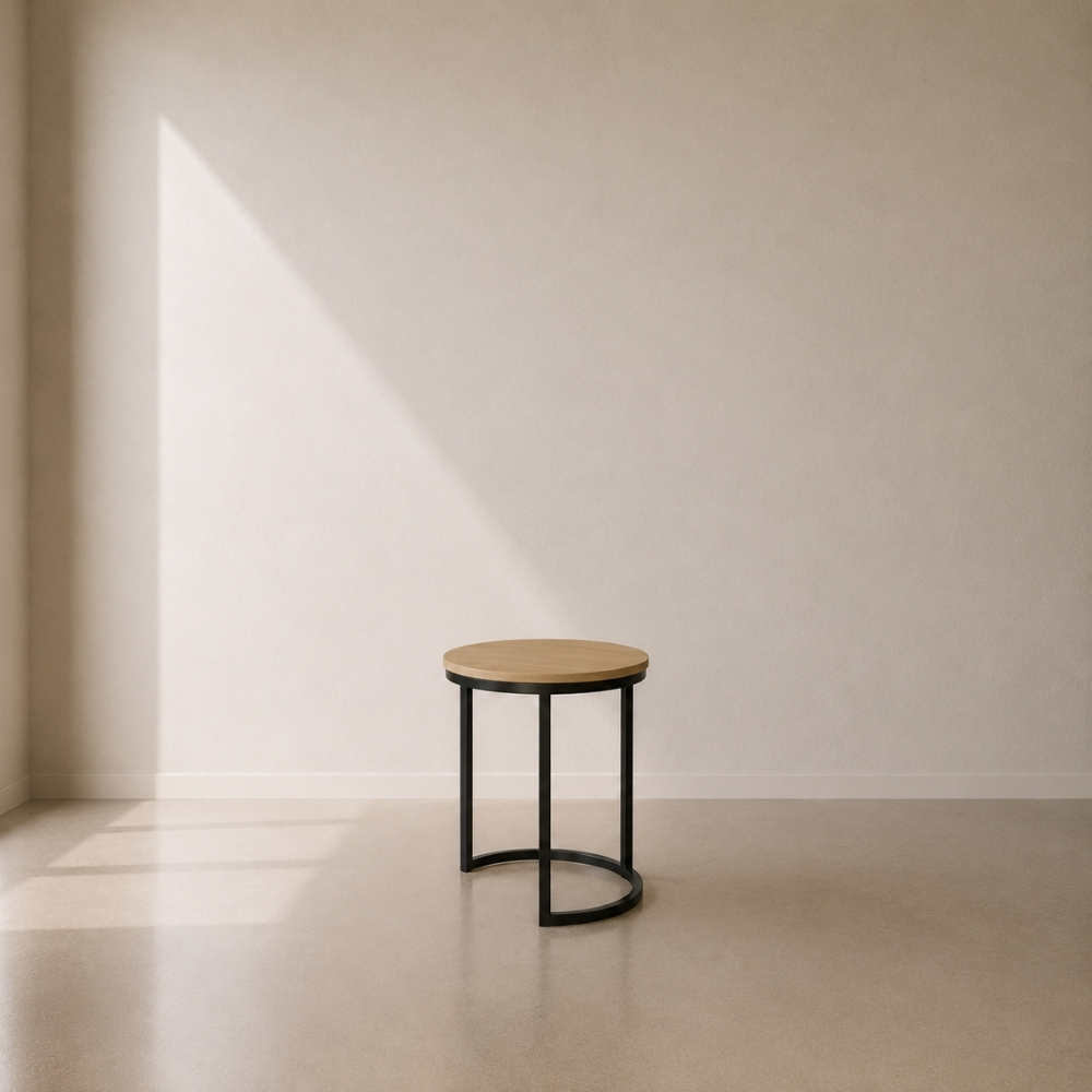 Orbit Side Table – custom round side table with modern design, perfect as a living room or bedroom accent piece, made to fit in your choice of finish in South Africa
